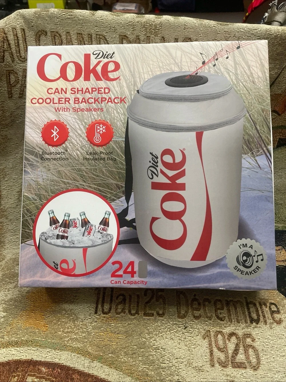Coca-Cola Diet Coke Can Shaped Cooler Backpack w/ Speakers 24 Can Capacity NEW